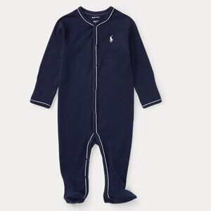 Ralph Lauren Navy Blue footie cotton jersey coverall one piece size newborn